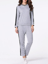 Casual Color Block Hoodie And Straight Mid-Rise Pant