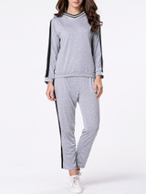 Casual Color Block Hoodie And Straight Mid-Rise Pant