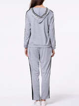 Casual Color Block Hoodie And Straight Mid-Rise Pant