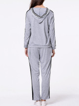 Casual Color Block Hoodie And Straight Mid-Rise Pant
