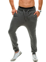 Casual Basic Drawstring Zips Pocket Plain Men's Casual Pant