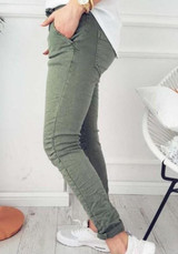 Green Drawstring Waist High Waisted Pants