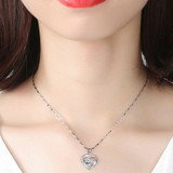 Swivel Heart Shaped Pendant Clavicle Chain Necklace; Hutzell