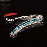 Blue Gems Lined With Diamonds Incased n 925 Sterling Silver Bracelet: Hutzell Blue Gems Lined With Diamonds Incased n 925 Sterling Silver Bracelet: Hutzell