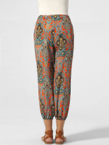 Casual Elastic Waist Printed Mid-rise Slim-leg Casual-pants