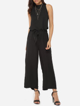 Casual Loose Fitting Chiffon Plain Jumpsuits