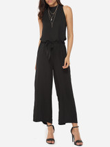 Casual Loose Fitting Chiffon Plain Jumpsuits