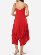 Casual Plain Loose Fitting Designed Jumpsuits