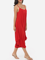 Casual Plain Loose Fitting Designed Jumpsuits