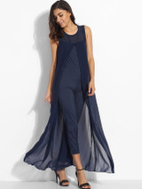 Casual Dacron Patchwork Plain Jumpsuits