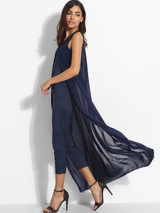 Casual Dacron Patchwork Plain Jumpsuits