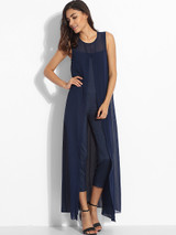 Casual Dacron Patchwork Plain Jumpsuits