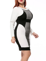 Casual Modern Round Neck Color Block Plus Size Bodycon Dress