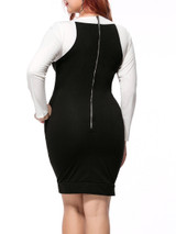 Casual Modern Round Neck Color Block Plus Size Bodycon Dress