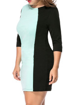 Casual Modern Color Block Round Neck Plus Size Bodycon Dress