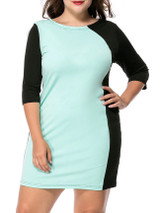 Casual Modern Color Block Round Neck Plus Size Bodycon Dress