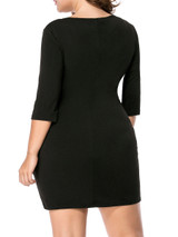 Casual Modern Color Block Round Neck Plus Size Bodycon Dress