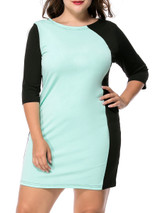 Casual Modern Color Block Round Neck Plus Size Bodycon Dress