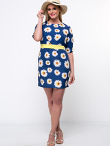 Casual Daisy Printed Half Sleeve Plus Size Bodycon Dress