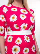 Casual Daisy Printed Half Sleeve Plus Size Bodycon Dress