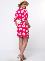 Casual Daisy Printed Half Sleeve Plus Size Bodycon Dress
