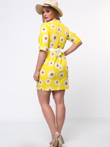 Casual Daisy Printed Half Sleeve Plus Size Bodycon Dress