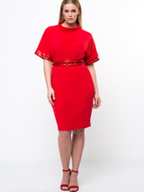 Casual Turtleneck Sequin Solid Plus Size Bodycon Dress