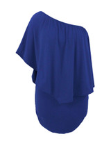 Casual Cape Sleeve Multi-Way Plain Plus Size Bodycon Dress