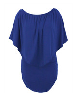 Casual Cape Sleeve Multi-Way Plain Plus Size Bodycon Dress
