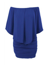 Casual Cape Sleeve Multi-Way Plain Plus Size Bodycon Dress