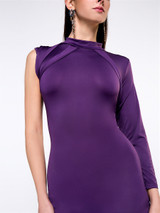 Casual Unique Ruched Plain Plus Size Bodycon Dress With One Sleeve