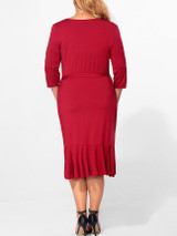 Casual V Neck Flounce Bowknot Plain Plus Size Bodycon Dress Casual V Neck Flounce Bowknot Plain Plus Size Bodycon Dress