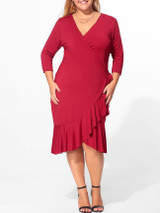 Casual V Neck Flounce Bowknot Plain Plus Size Bodycon Dress Casual V Neck Flounce Bowknot Plain Plus Size Bodycon Dress