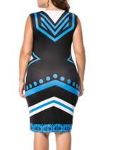 Casual Captivating Color Block Round Neck Plus Size Bodycon Dress