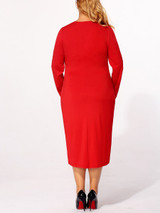 Casual Surplice Plain Cascading Ruffles Plus-size-bodycon-dress
