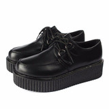 Casual Retro Pure Color Platform Flat Lace Up Shoes