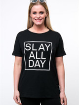 Casual Trendy Letters Round Neck Cuffed Sleeve Plus Size T-Shirt