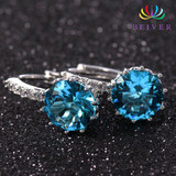 925 Sterling Silver n Blue Gems Earrings: Hutzell