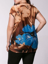 Casual Floral Printed Short Sleeve Plus Size T-Shirt