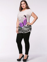 Casual Butterfly Floral Printed Plus Size T-Shirt