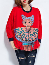 Casual Unique Cartoon Batwing Sleeve Plus Size T-Shirt