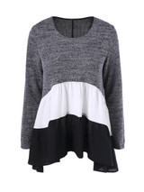 Casual Patchwork Color Block Striped Plus Size T-Shirt