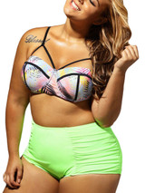 Casual Attractive Color Block Printed Plus Size Swimwear