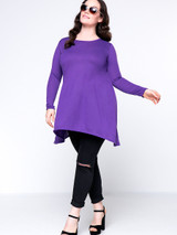 Casual Basic Round Neck Plain Plus Size T-Shirt
