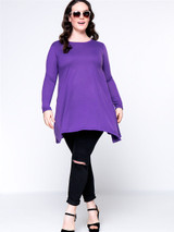 Casual Basic Round Neck Plain Plus Size T-Shirt