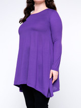 Casual Basic Round Neck Plain Plus Size T-Shirt