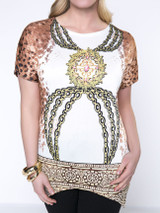Casual Stylish Printed Round Neck Asymmetric Hem Plus Size T-Shirt