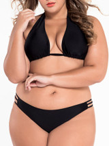 Casual Alluring Solid Halter Plus Size Bikini