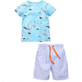 Sailboat Set 100% Cotton Short T-shirt + Shorts