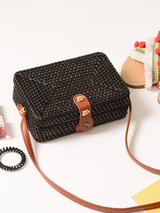 Solid Glimmering Rattan Bohemia Mini Bag